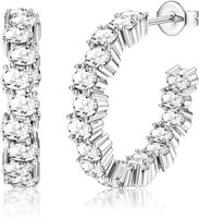 Creolen 14K Vergoldet Zirkonia 925Er Sterlingsilber Huggie-Ohrringe FüR Damen