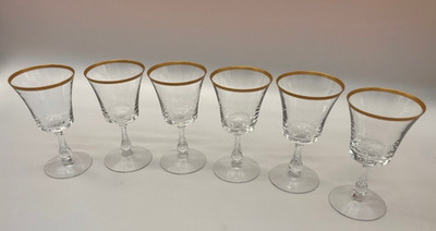 Set of 6 Fostoria Richmond Gold Rimmed Claret Wine OR Water Glasses