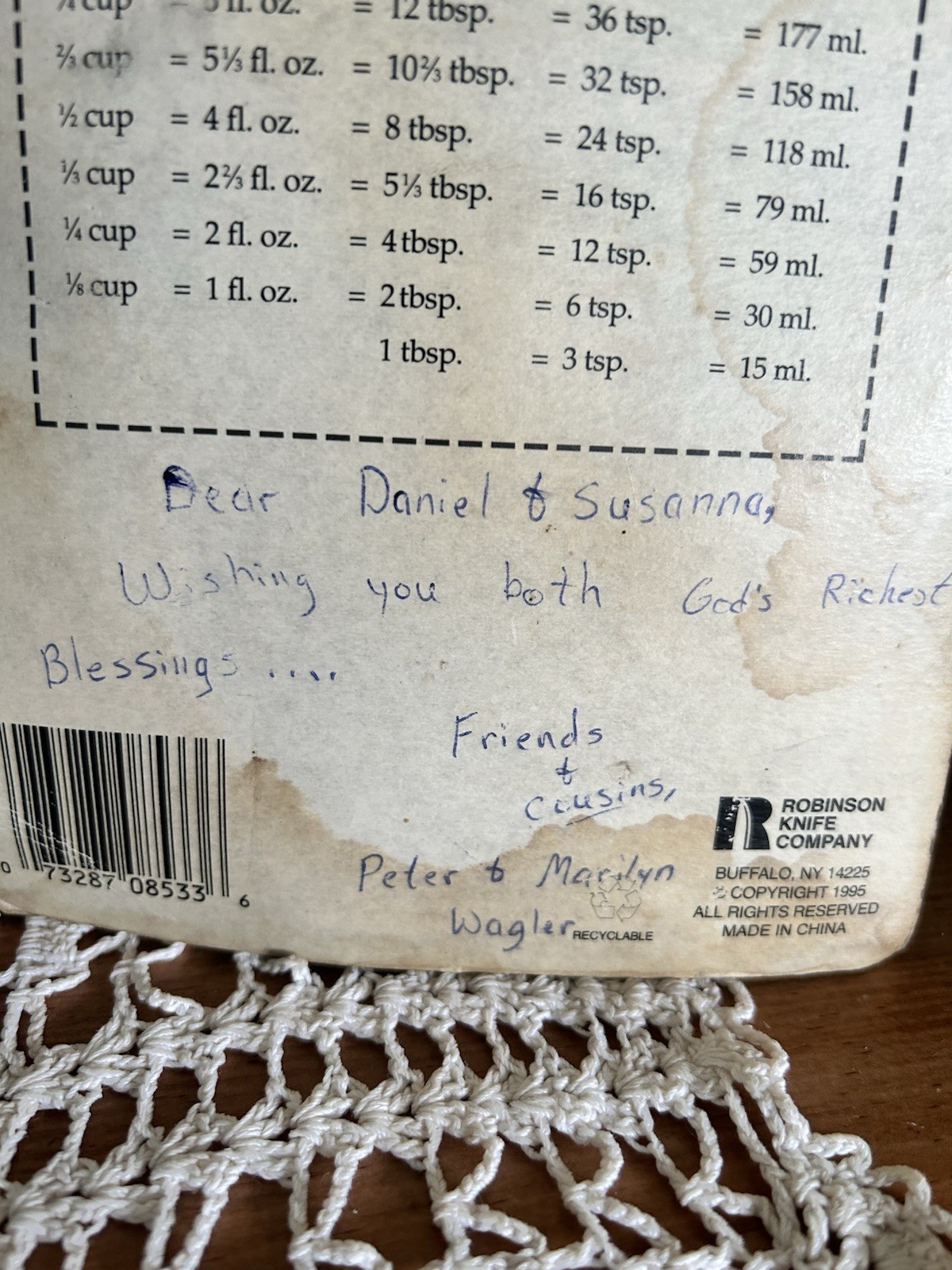 Vintage 1995  Robinson Knife Co Measuring Cup Set. NOS