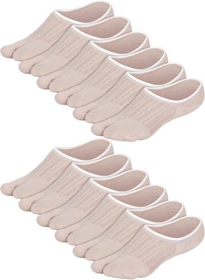 Geyoga 6 Pairs Flip Flop Socks Low Cut Split Toe Cotton Tabi Socks for Women No 