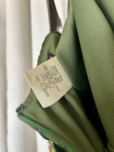 Y2K Vintage Maria Bianca Nero Green Velvet Babydoll Sequin Silk Embroidery (M) - Picture 7 of 8