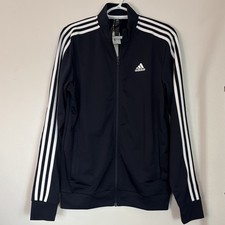 Adidas Men's Essentials Warm-Up 3-Stripes Track Jacket in Legend Ink and White S