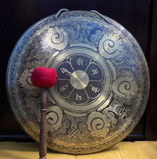 20 Inch Handmade Flat Gong-Tibetan Gong-Relaxing Sound Vibration Gong from Nepal