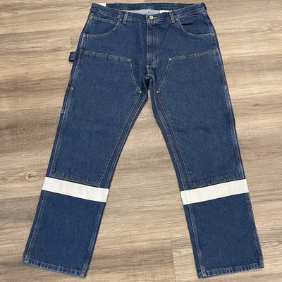 KEY Double Knee Jeans Mens 40x32 Relaxed Fit Hi Vis Utility Workwear Denim Pants