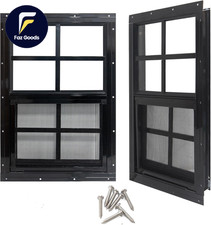 14" X 21" Shed Windows with Tempered Glass and Fiberglass Screen 2 Pack Small