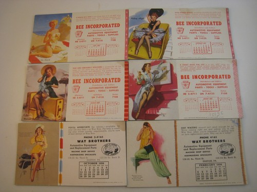 25-VTG 1940s-50s ADVERTISING Ink Blotter Lot~PINUP GIRLS~ EARL MORAN, LOT Z-4