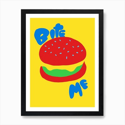 Bite Me Burger Art Print Framed Wall Art Poster Canvas Print Picture