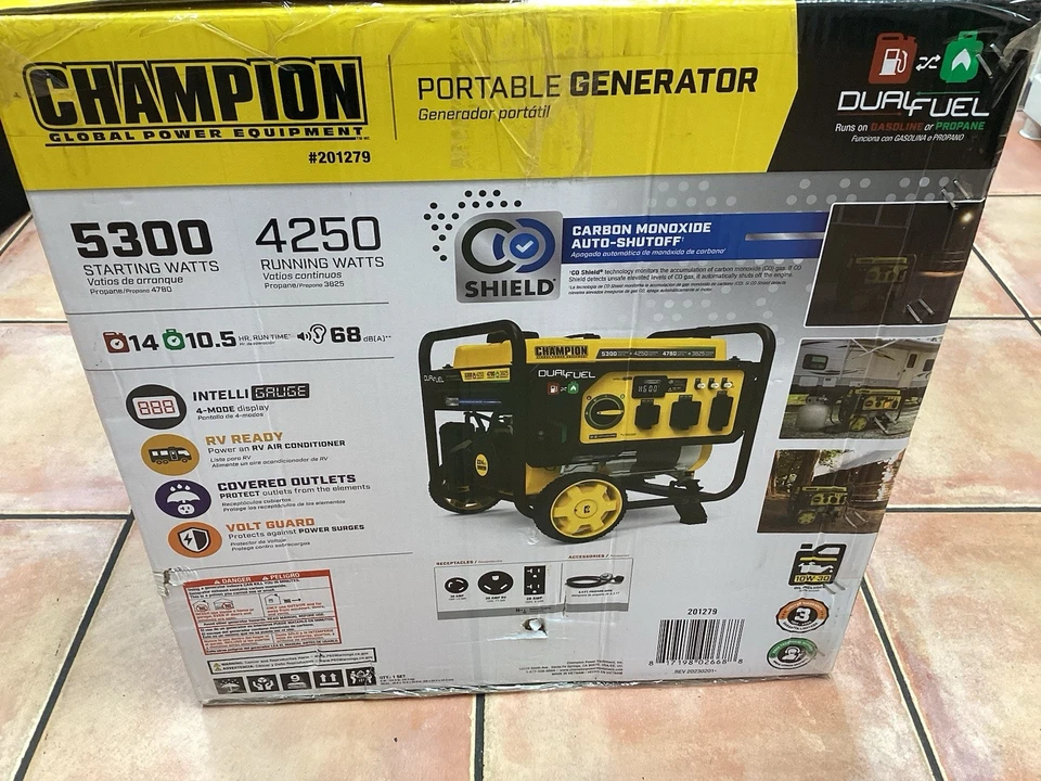 Generador de combustible doble portátil CHAMPION 5300 / 4250 vatios modelo # 201279 NUEVO Foto 4 de 4