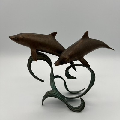 Bronze Dolphin Sculpture Dancing in the Waves Jumping Decor Free Form