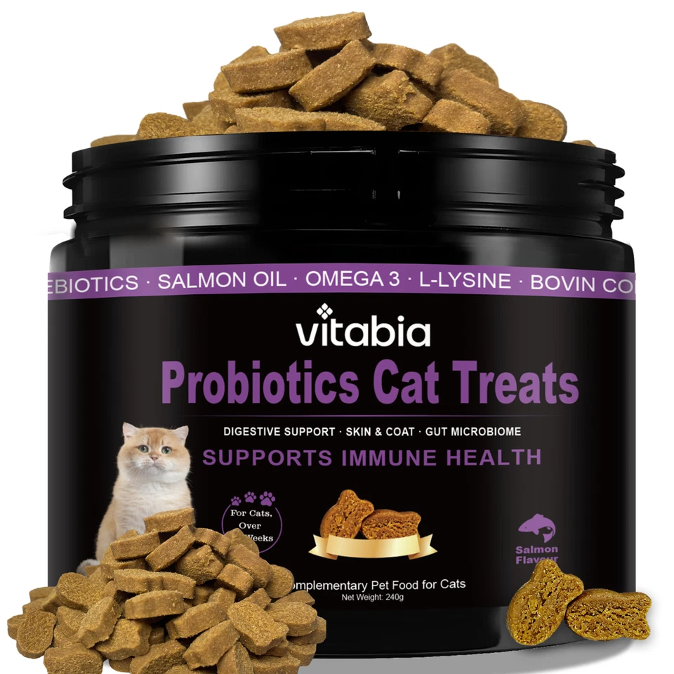 VITABIA Premium Probiotic Cat Supplements - Allergy, Diarrhea & Constipation Relief