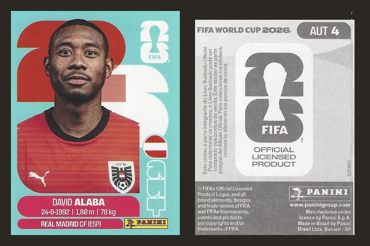 2026 Panini FIFA World Cup AUT4 David Alaba Austria Sticker, LATAM