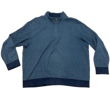 Lands' End Men's XXL Black Gray 1/4 Zip Pullover Herringbone Cotton Sweater