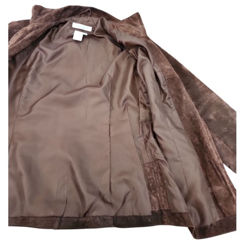Coldwater Creek genuine suede 100% leather jacket Sz PXS Chocolate Brown Casual - Picture 6 of 12