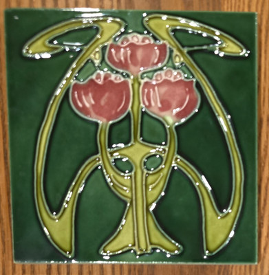 Art Nouveau Vintage Ceramic Tile Majolica Reproduction More Available Green