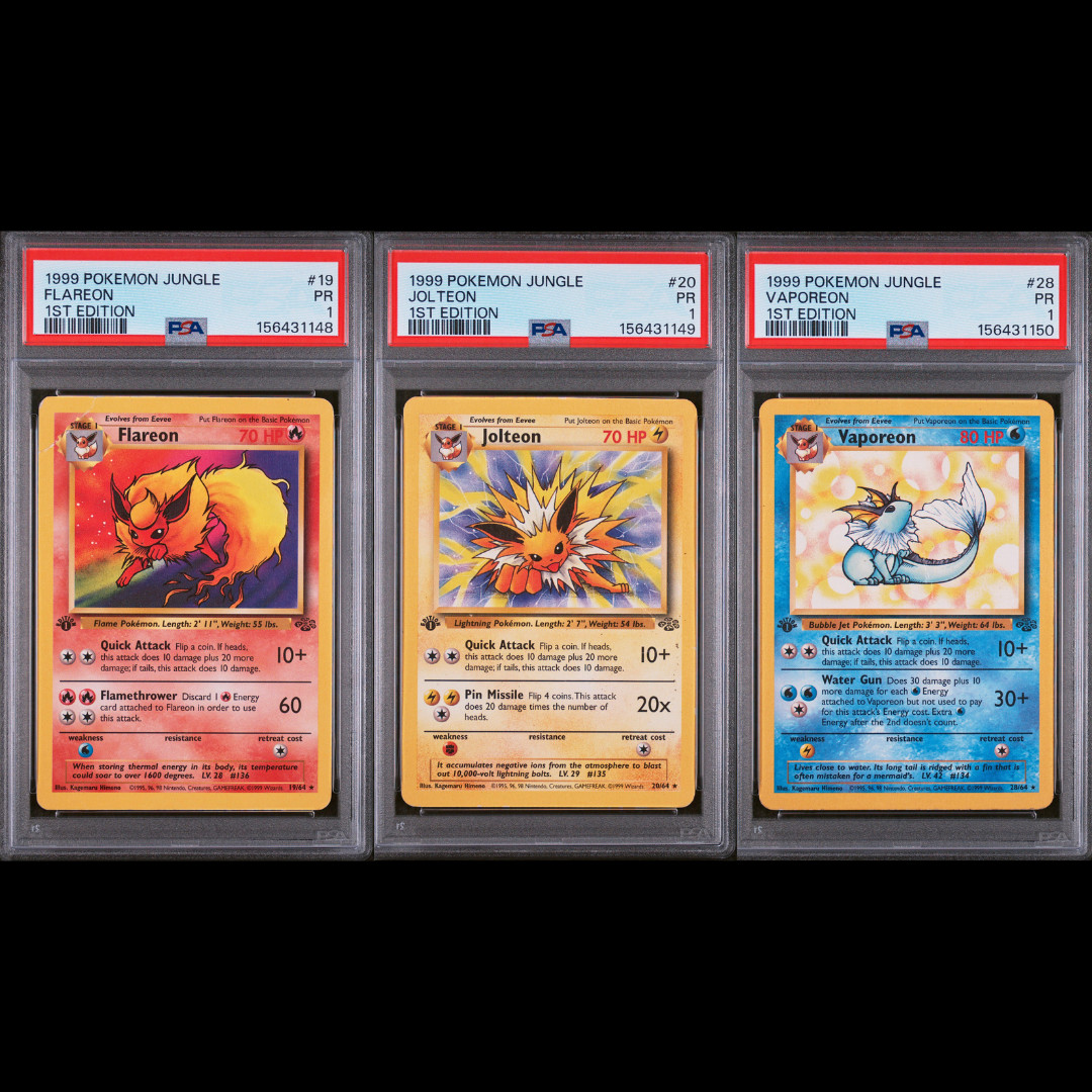 PSA 1 SEQUENTIAL Set 1999 Pokemon Jungle Flareon 19 Jolteon 20 Vaporeon 28/64