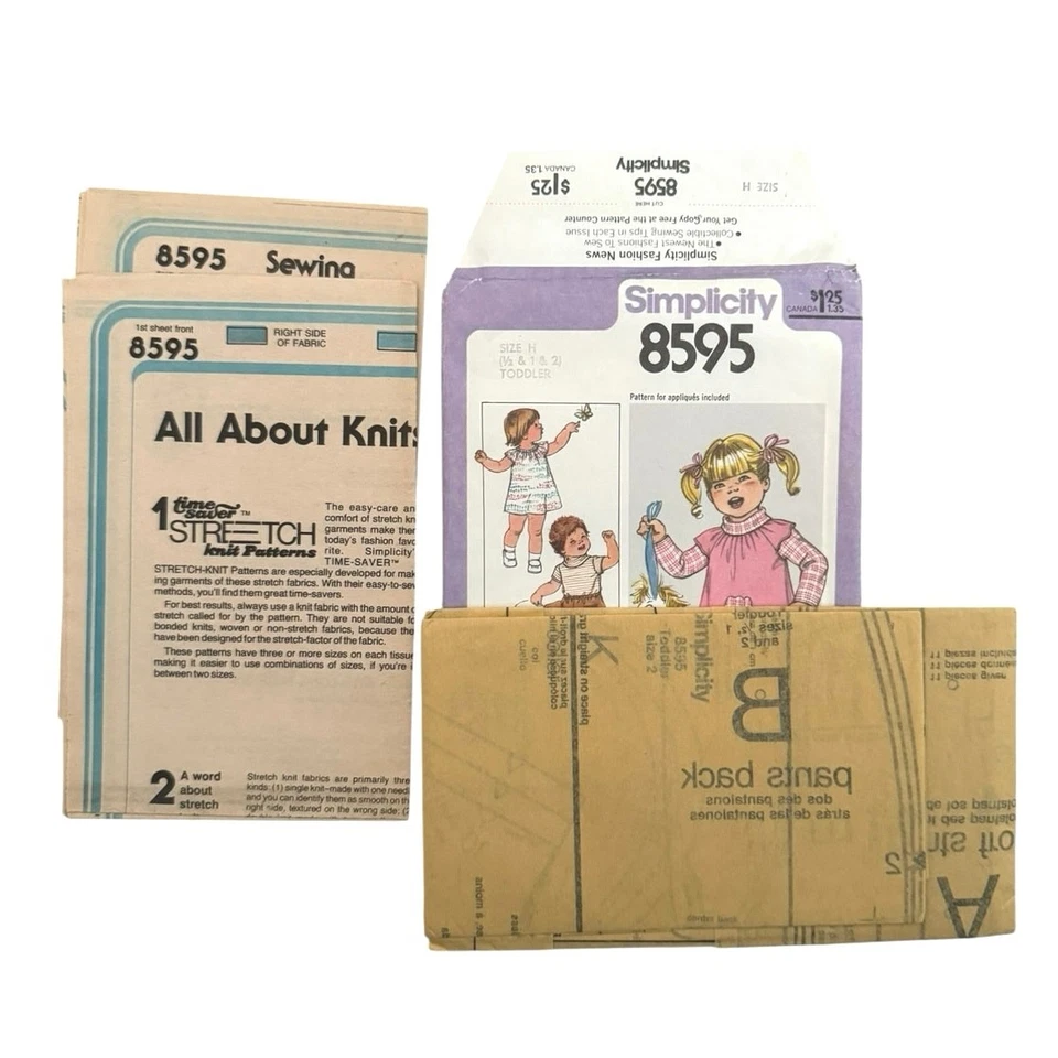 Simplicity Sewing Pattern 8595 Toddlers 1/2-2 Pullover Top Pants Dress Uncut - Image 2 of 3