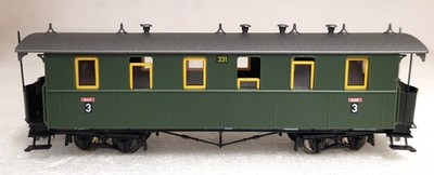 Bemo 3408, Personenwagen 3. Klasse, # 331, grün, H0m, neuwertig&OVP
