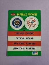 Detroit Tigers New York Yankees 1988 Fleer Stickers Baseball Card K0574