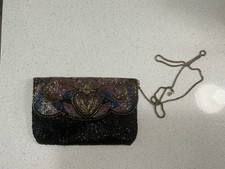LA REGALE Black Beaded Cocktail Evening Shoulder Bag Purse Womens