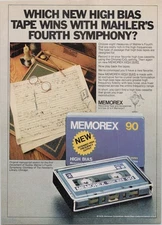 Memorex 1979 High Bias 90 Minute Cassette Tape Vintage Print Ad