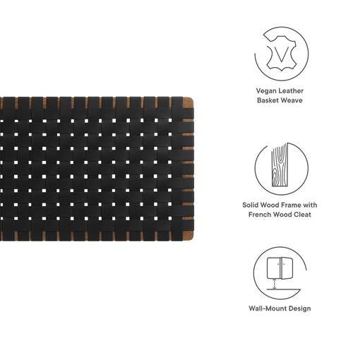 Sparta Weave Vegan Leather Full Headboard in Walnut Black - Picture 5 of 7
