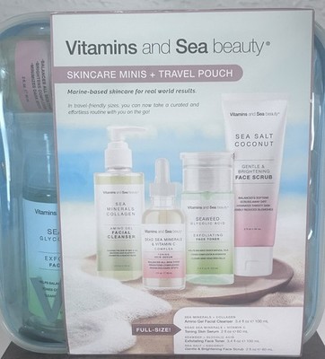 Vitamins And Sea Beauty Skincare Travel Kit Pouch Cleanser Serum Toner Scrub