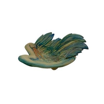 Bird Dish Crane Design Pottery Handmade Bowl Signed and Dated 1987 Vintage Decor