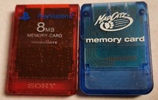Sony Ps2 Red Mad Catz Memory Card PlayStation 1 PS1 Blue Mad Catz VTG Lot Of 2
