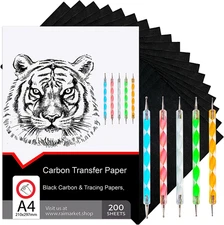 200 Sheets Black Carbon Paper for Tracing on Fabric | Carbon Paper for Tracing o