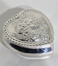 Antique sterling silver jewellery box. Of Heart Shape. Birmingham 1909 . 