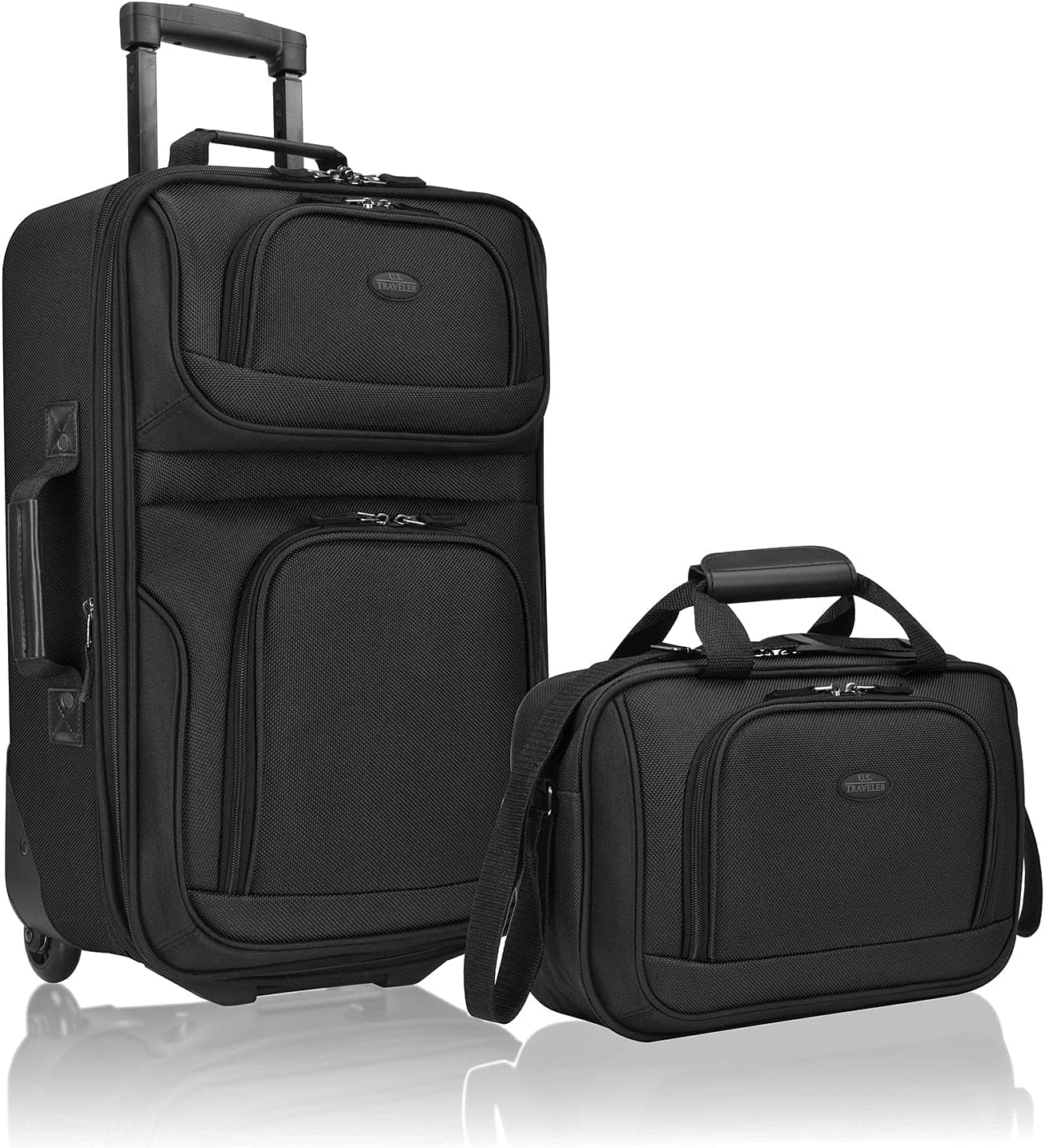 Lightweight Black Softside Carry-On Luggage Set for Travel-image