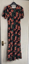 Asos Black Floral Dress Size Uk 10 Backless MIDI Bodycon BNWT stretch Midaxi