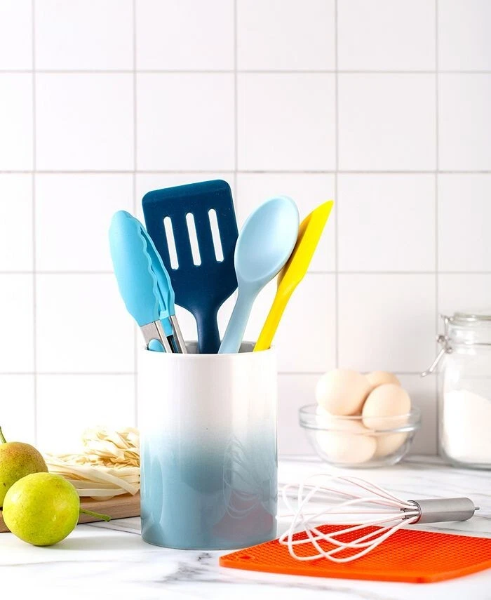 Enchante Cook With Color 7-Pc. Silicone Utensil Set & Crock