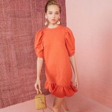 Ulla Johnson Landry Puff Sleeve Sweatshirt Dress in Chili Size Large