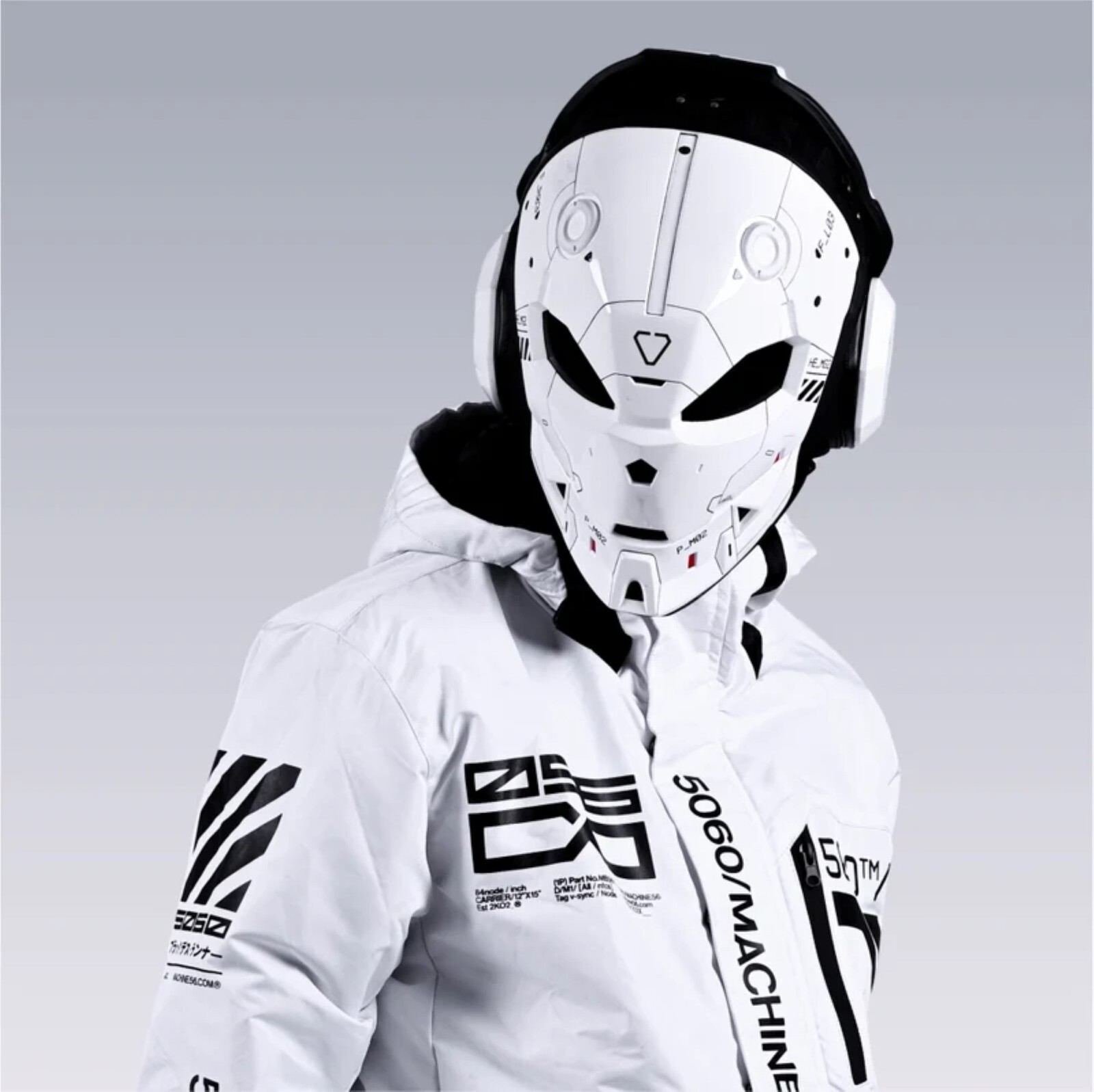 Machine56 Wearable White Helmet Art Mask MKXF2/WF02/FIN Cyberpunk Mech