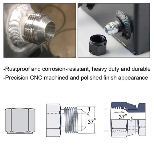 4Pcs/Set Universal Car Male Weld on Fitting Bung Hose Adapter Fuel Oil Adapter - Picture 3 of 13