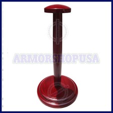 Wood Helmet Stand For Medieval Armour Helmets Wooden Display Post Red design