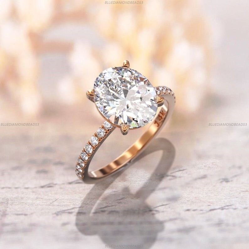 14k Gold Moissanite Diamond Engagement Ring Band for Women-image