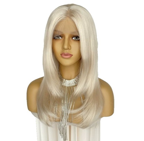 WIG ME UP Perücke – Longbob Blond Ombré, Schulterlang, Glatt, Mit Platinspitzen, Größe Bis 60 Cm