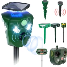1/4/8 Pack Animal Repeller Ultrasonic Solar Power Outdoor Pest Cat Mice Deer US