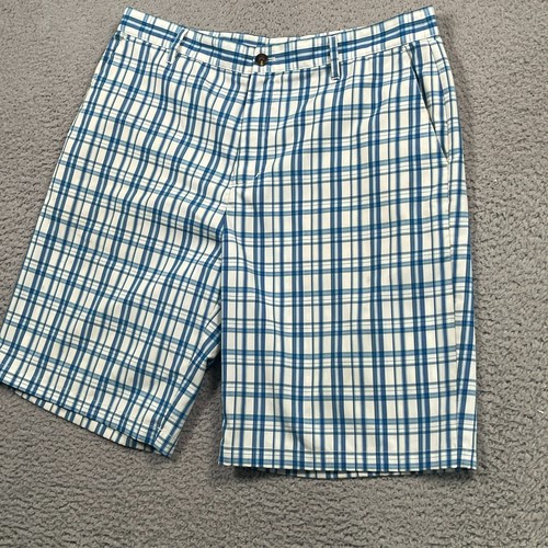 Adidas Shorts Men’s 36 Plaid Golf Check Flat Front Athleticwear Logo - 第 5/15 張圖片