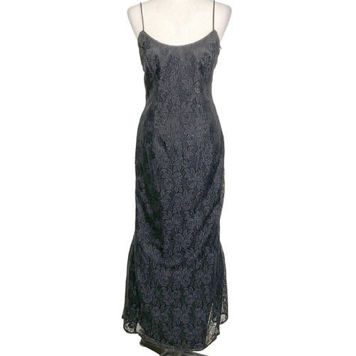 Jessica McClintock Gunne Sax Damenkleid 5/6 schwarz Spitze Meerjungfrau Whimsygoth Abschlussball