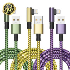 iPhone Charger Cable 90° 2M 3Pack, MFi Certified Lightning Fast Charging for iPh