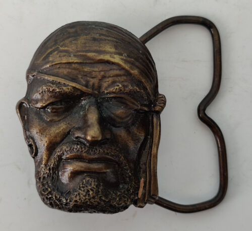 1977 Bergamot Brass Works Pirate Face Belt Buckle - image 1