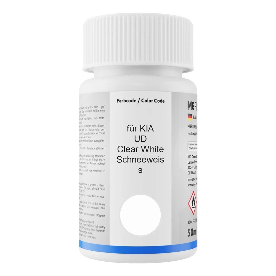 Autolack Lackstift Set für KIA UD Clear White Schneeweiss Basis Klarlack je 50ml - Bild 2 von 4