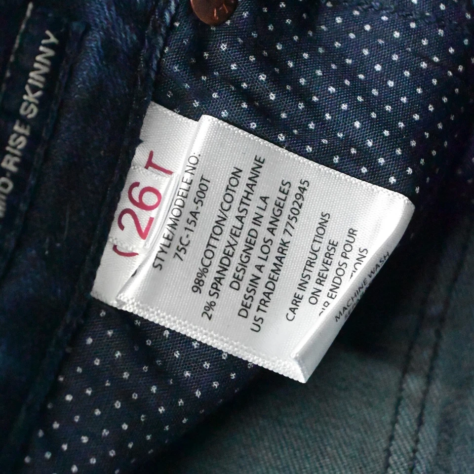 Jeans feminino Cult of Individuality 26 zinco cintura média skinny lavagem escura stretch jeans - Imagem 4 de 4