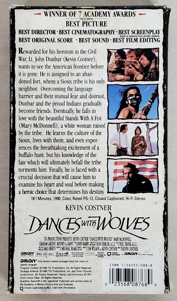 VHS Video Tapes Set Lot of 2 Kevin Costner Field of Dreams Dances With Wolves - Image 2 of 4