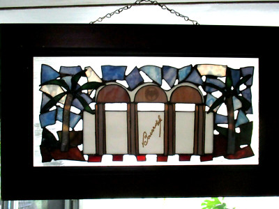 FRAMED STAINED GLASS MADE FOR BACARDI CORP. BY ARTIST MARIA ELENA HERNANDEZ,