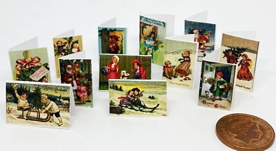 Casa delle Bambole Cartoline di Natale Auguri Celebrazione Scala 1:12 Miniatura Tumdee