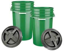 7 Gallon Food Grade Green BPA Free Bucket Pail with screw on lids Pack of 2 